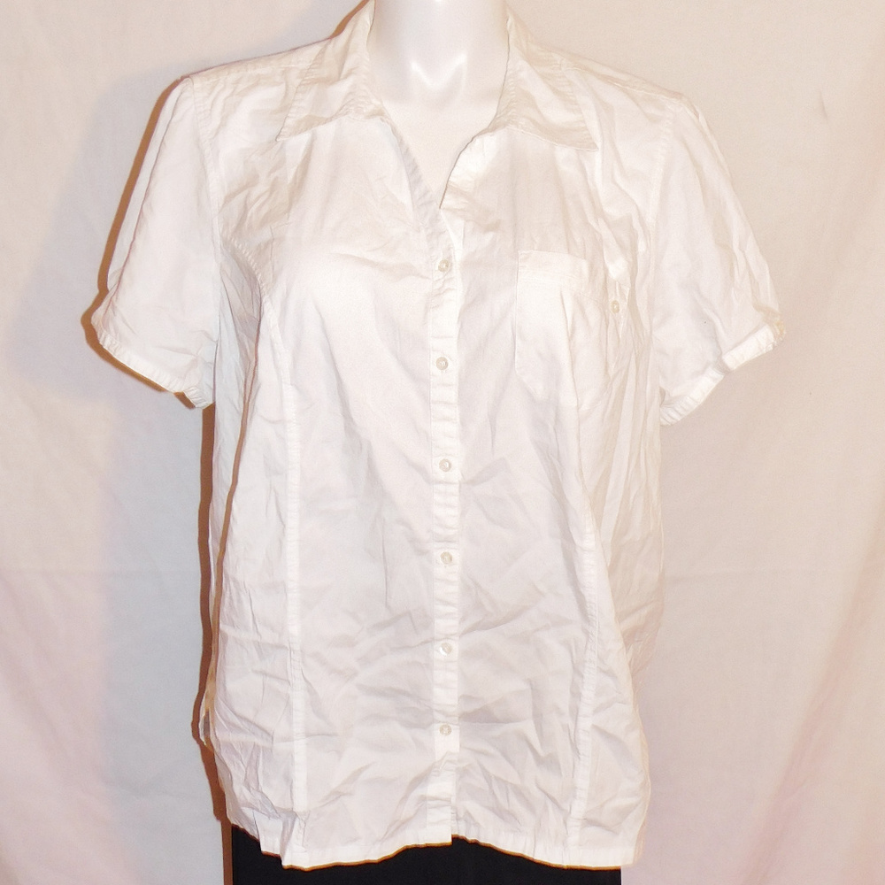 2X Liz & Me White Button Up Woven Top EUC